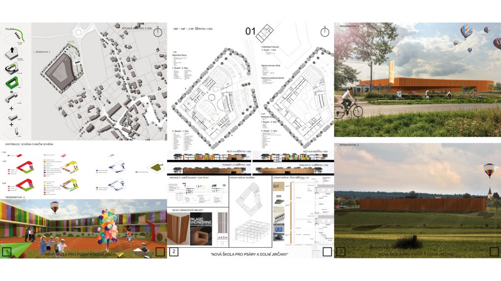 1 Urbanismus, vztah k obci: - schematická hmota bez vztahu k měřítku obce, + nízká proporce. Architektura: příliš schematické řešení fasád „bez oken“. Architektura je přiměřená spíše prostředí jižnějších zemí. 