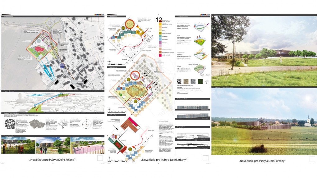 12 Urbanismus, vztah k obci: - prezentace není dostatečně srozumitelná, aby bylo možné posoudit zařazení do kontextu obce. Architektura: nečitelné a schematické grafy namísto půdorysů, ani málo čitelné vizualizace nedávají možnost architekturu hodnotit, ani zařadit. Struktury vertikálních lamel nejsou v panoramatu obce logické jako vyjádření školní stavby. 