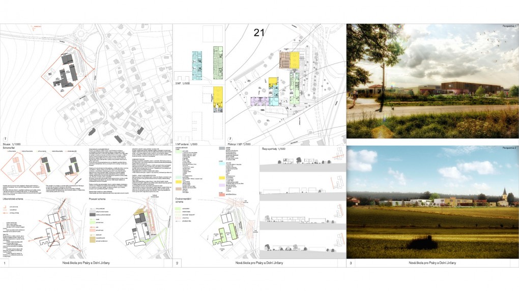 21 Soubor ortogonálních relativně nízkých podélných hmot „soudobého“ výrazu bez logické výrazové vazby ke kontextu obce. Architektonický je to formální kompozice hranolů, evokující spíše architekturu obytného souboru než školu. 