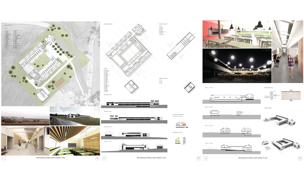 Vojtěch Sosona – návrh č. 48 Helena Suchá  Ing.arch. Zdeněk Rozhbauer  Návrh byl do druhého kola vybrán pro svůj jasný koncept a smysl pro práci s přirozeným osvětlením. „Syrovost“ vnitřních prostor byla přičítána prvnímu koncepčnímu kolu a porota čekala v kole druhém citlivější přístup vzhledem k budoucím uživatelům stavby. Bohužel tato očekávání se nenaplnila a škola si zachovala svůj přísný klášterní charakter i v interiéru. Jednoznačné plus je řešení šaten a způsob jejich osvětlení. Diskutabilní je využitelnost travnatého školního dvoru a absence zvýraznění hlavního vstupu do školy. Jako problematická se jeví i navržená etapizace. 