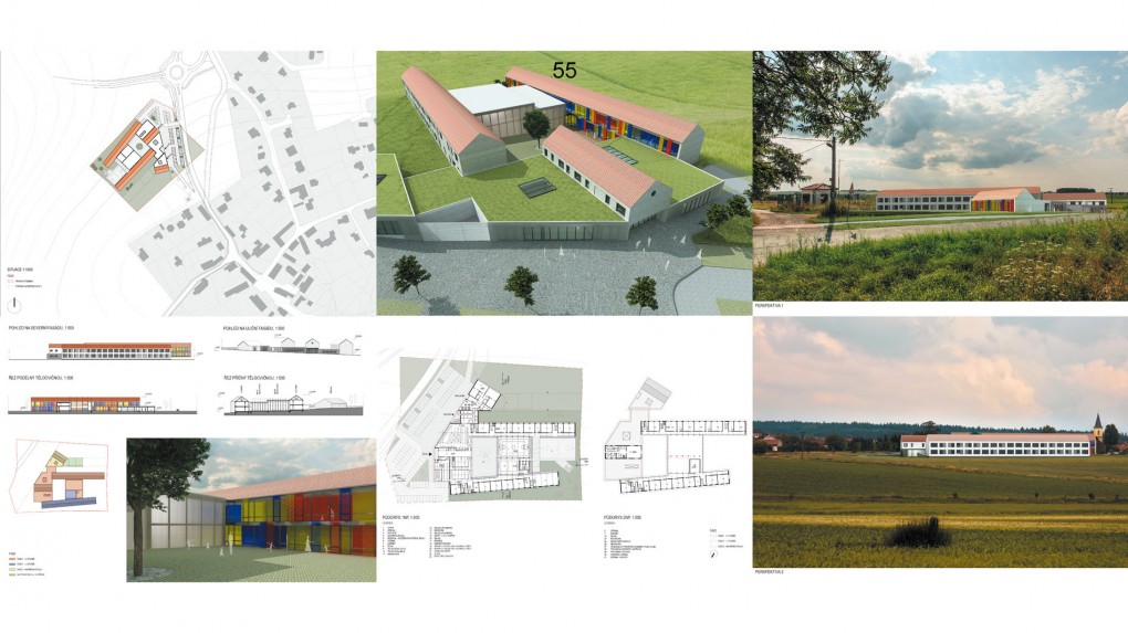 55 Místo předprostoru školy dominuje hlavním přístupovým cestám rozsáhlé parkoviště. Hlavní vstup do školy je, z pohledu obce, umístěn až za vjezd pro zásobování. Navržená etapizace se jeví jako komplikovaná až nereálná. 